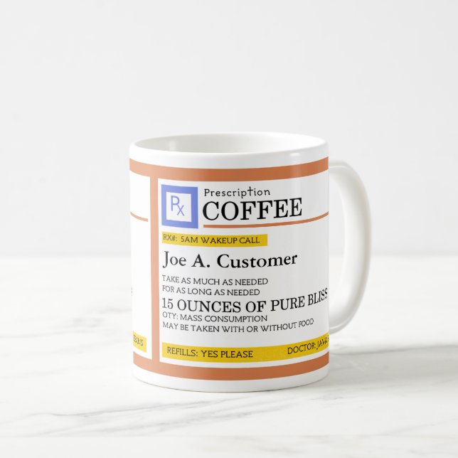 Taza De Café Café de prescripción Jumbo Mug con nombre personal (Anverso derecho)