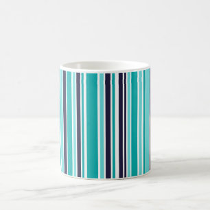 Taza De Café Café De Rayas Turquesa Y Azul Oscuro