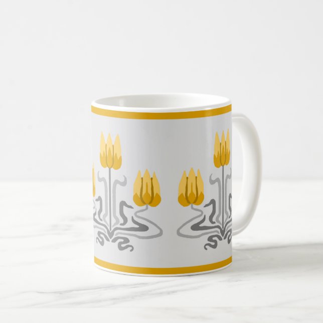Taza De Café Café de tazón de tulipano amarillo Art Nouveau (Anverso derecho)