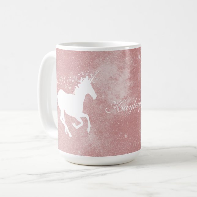 Taza De Café Café de unicornio rosa personalizado (Anverso izquierdo)