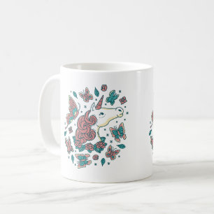 Taza De Café Café de unicornio y mariposas