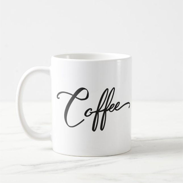 Taza De Café Café de Word , caligrafía negra mínima (Izquierda)