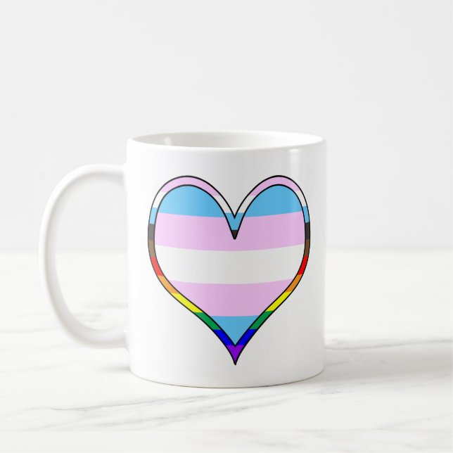Taza De Café Café del corazón del orgullo transexual (Izquierda)
