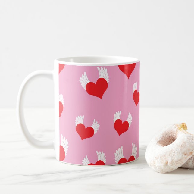 Taza De Café Café del corazón volador Mug (Con donut)