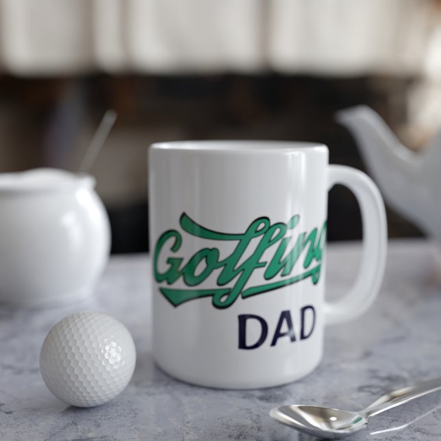 Taza De Café Café del Día del Padre Moderno para papá de Golfer (Perfect Father's Day gift for your Golfing Dad.)