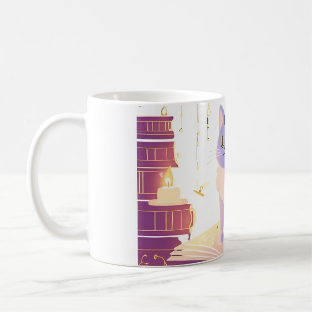 Taza De Café Café del gato de la biblioteca (Izquierda)