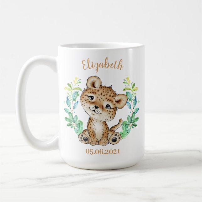 Taza De Café Café del leopardo lindo (Izquierda)