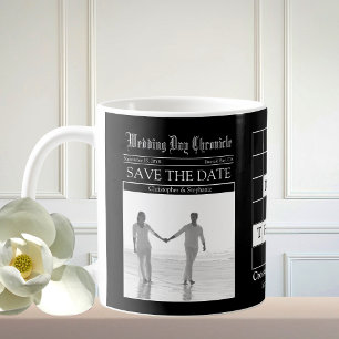 Taza De Café Café divertido de guardar la fecha en periódico bl
