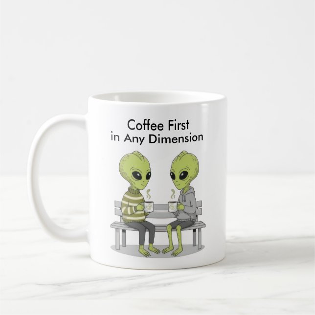 Taza De Café Café Divertido y Alienígenas (Izquierda)
