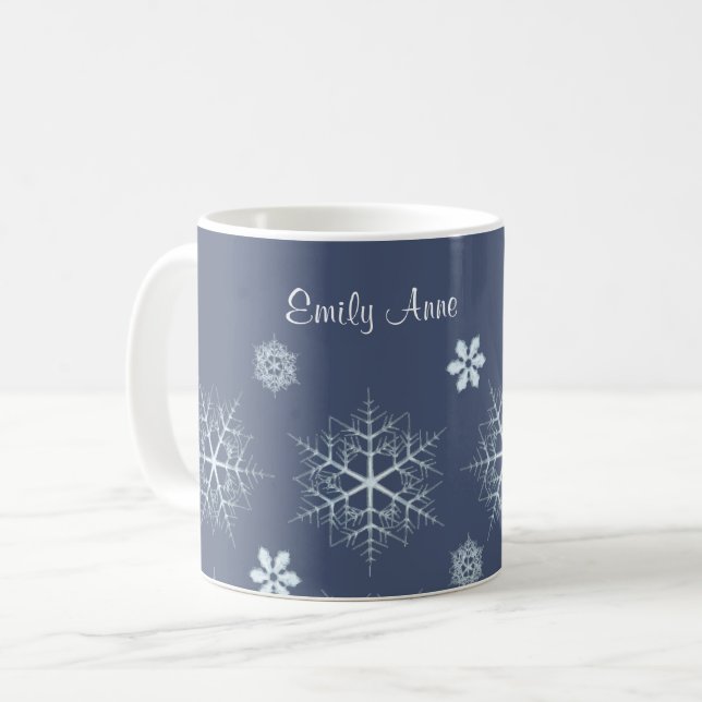 Taza De Café Café editable editable con copo de nieve Mug (Anverso izquierdo)