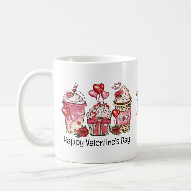 Taza De Café Café El día de San Valentín dulce, pasteles y amor (Izquierda)