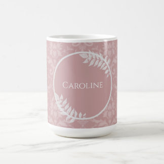 Taza De Café Café elegante rosa Damask personalizado
