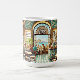 Taza De Café Cafe en Alejandría Pintura de acuarela en Egipto