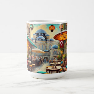 Taza De Café Cafe en la pintura acuática de Estambul