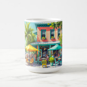 Taza De Café Cafe en la pintura clave de color de agua occident