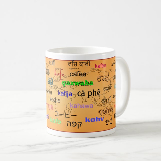 Taza De Café Café en muchos idiomas (Anverso derecho)
