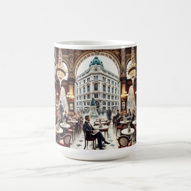 Taza De Café Cafe en Viena Austria Watercolor Painting (Centro)