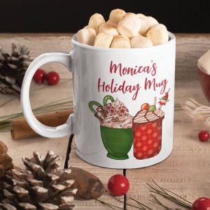 Taza De Café Café Espresso Personalizado Acuarela Navidad