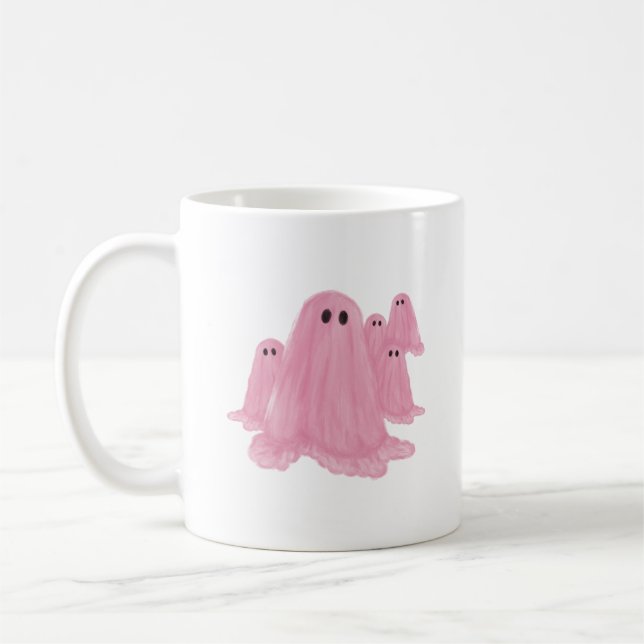 Taza De Café Café Fantasma Rosa Halloween (Izquierda)