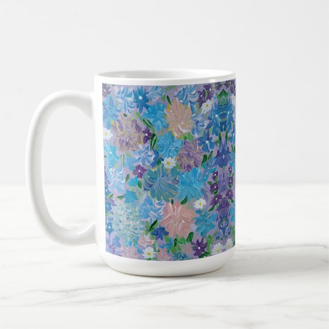 Taza De Café Café Floral de niebla azul Mug (Izquierda)