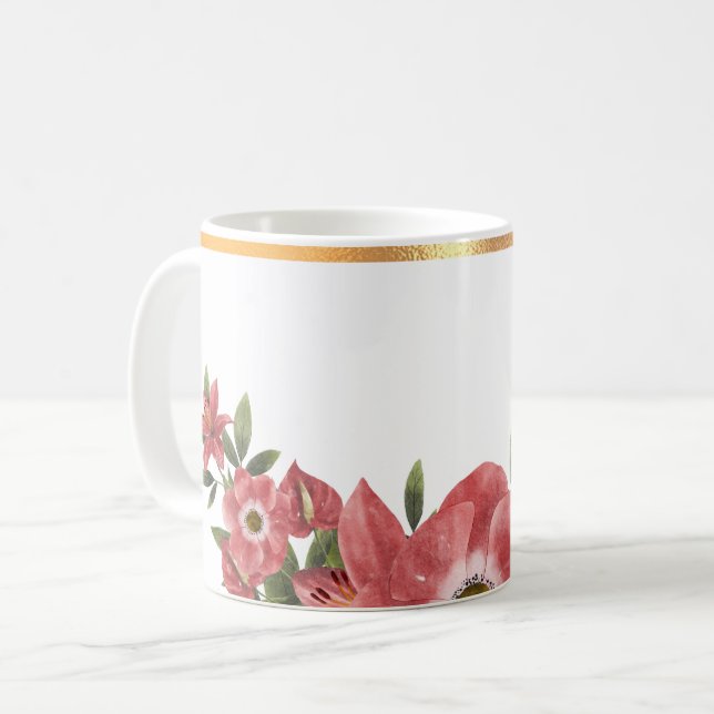 Taza De Café Café floral dorado (Anverso izquierdo)