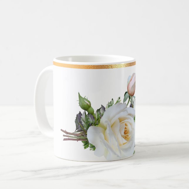 Taza De Café Café floral dorado (Anverso izquierdo)