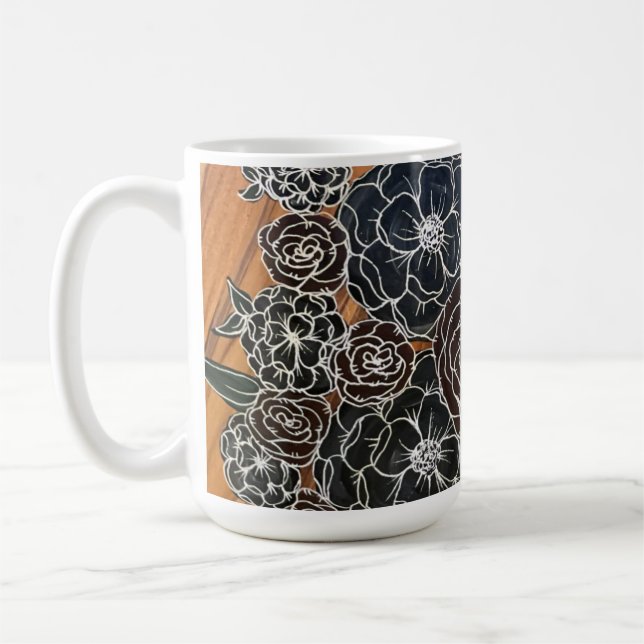 Taza De Café Café floral oscuro (Izquierda)