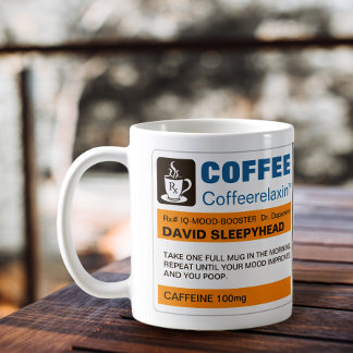 Taza De Café Café Funny Caffeine Rx Etiqueta de Receta Mugs