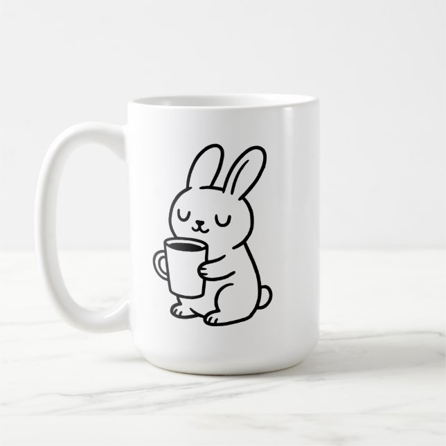 Taza De Café Café Garabato Conejo Acogedor (Izquierda)