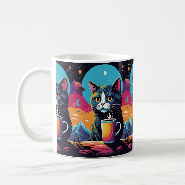 Taza De Café Café Gato Cósmico (Izquierda)