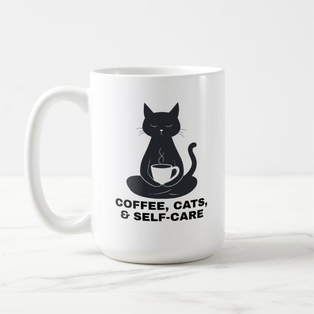 Taza De Café Café, Gatos y Autocuidado (Izquierda)