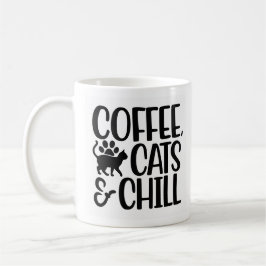 Taza De Café Café, gatos y chill - negro