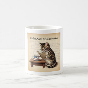 Taza De Café Café, gatos y Constitución - Gato patriótico