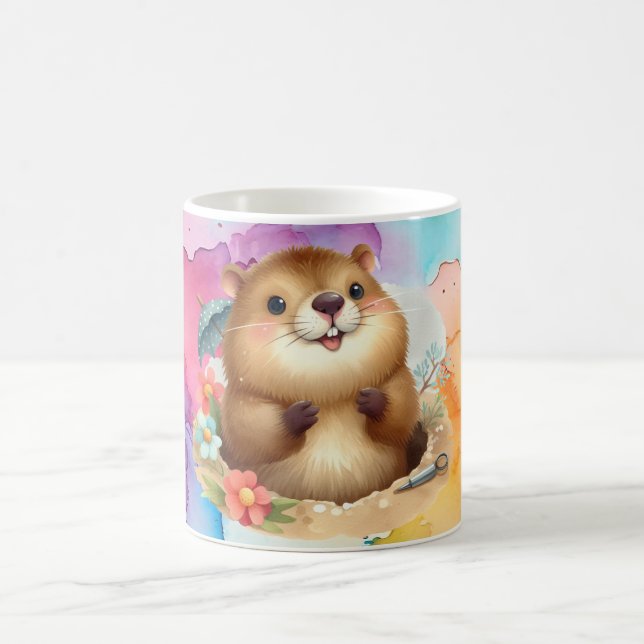 Taza De Café Café Groundhog Tema Mug (Centro)