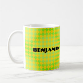Taza De Café Café Harlequin Retro 90s Amarillo Limón Verde Lima