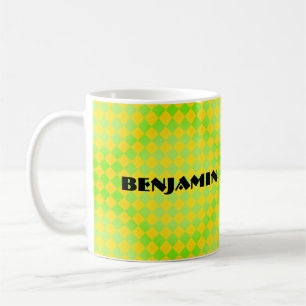 Taza De Café Café Harlequin Retro 90s Amarillo Limón Verde Lima