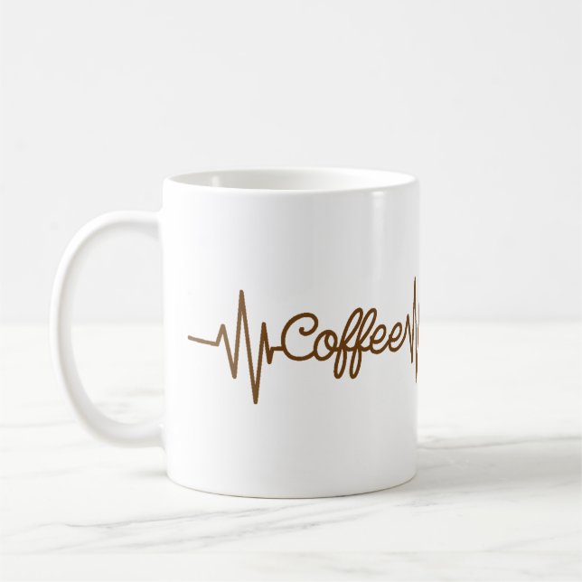 Taza De Café Café Heartbeat, Diseño Sepia Para Amantes Del Café (Izquierda)