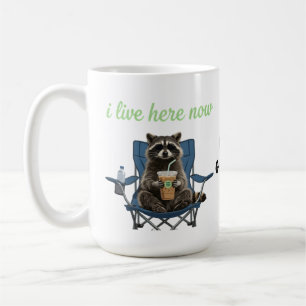Taza De Café Café Helado de Mapache Divertido Vivo Aquí Ahora 