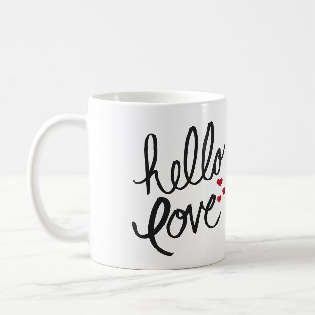 Taza De Café Café "Hola amor" pintado a mano (Izquierda)