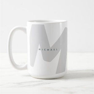 Taza De Café Café inicial monogramado moderno y sobredimensiona