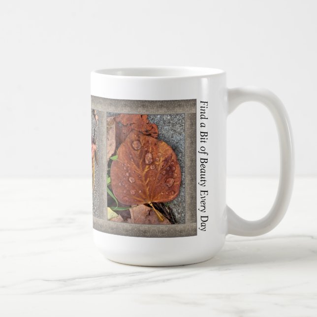 Taza De Café Café inspirador con hojas de invierno 1 (Derecha)