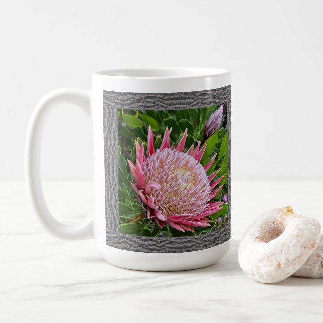 Taza De Café Café inspirador con Protea Rosa (Con donut)