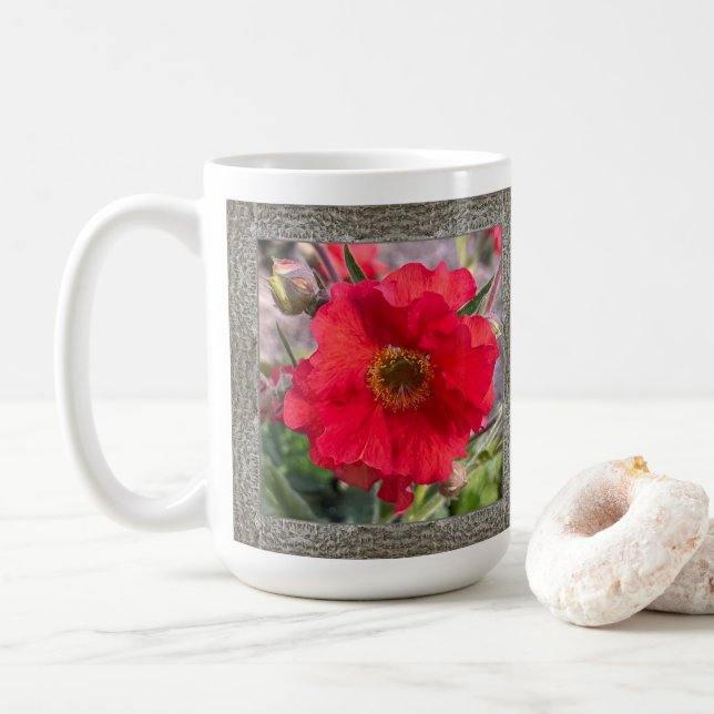 Taza De Café Café inspirador con rosas rojas (Con donut)