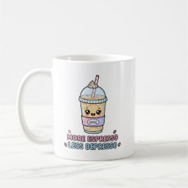Taza De Café Café Kawaii Divertido Más Espresso Menos Depresión
