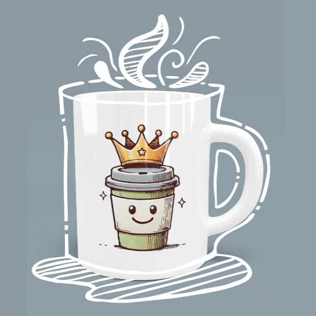 Taza De Café Café King Kawaii (This cute little coffee king will make you smile as you enjoy your morning coffee!)