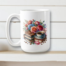 Café, libros y flores