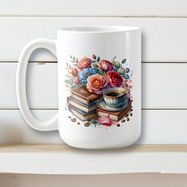 Taza De Café Café, libros y flores (Subido por el creador)