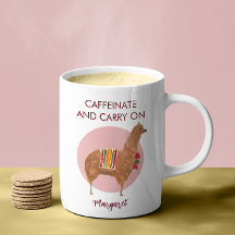 Café Llevar Llama Alpaca Animal Dibujado a Mano