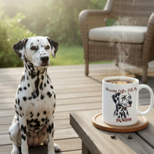 Taza De Café Café matutino negro lindo Dalmatian PERSONALIZA
