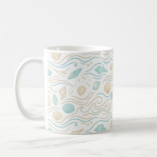 Taza De Café Café Minimalista de Conchas de Pasado y Olas del O